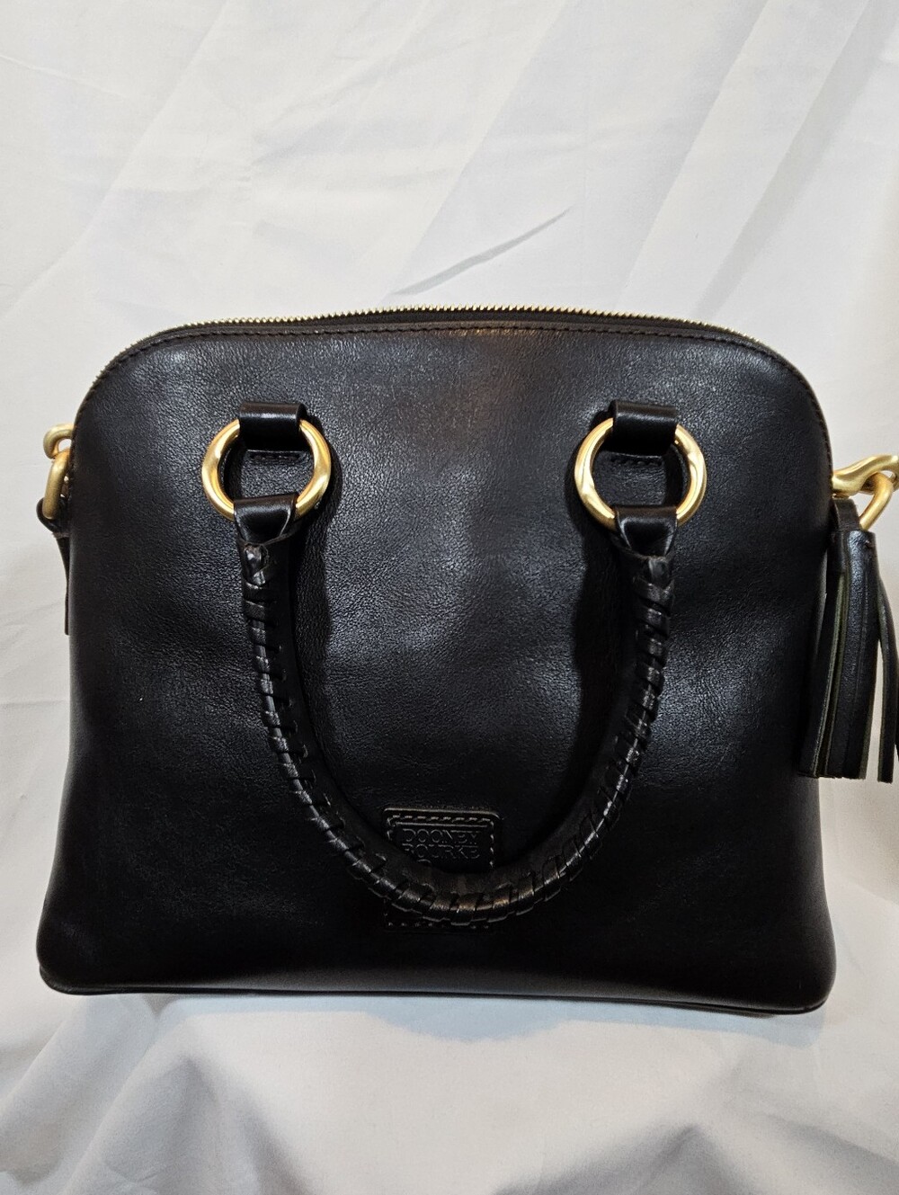 Dooney And Bourke Florentine Black Leather Handbag with Gold Hardware